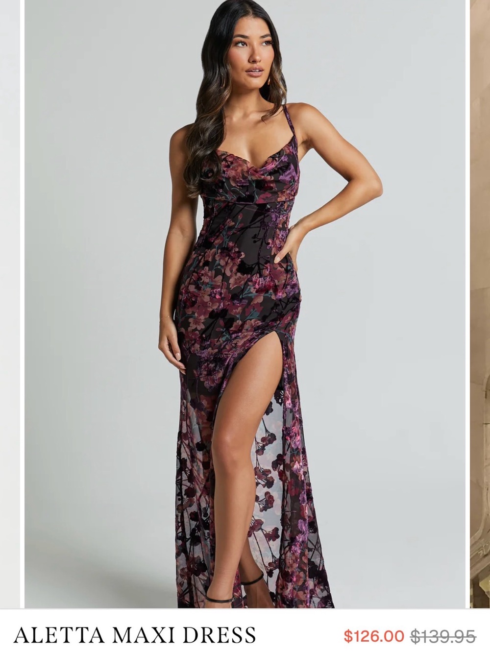 Showpo Aletta Floral Maxi Dress in Black and Plum
